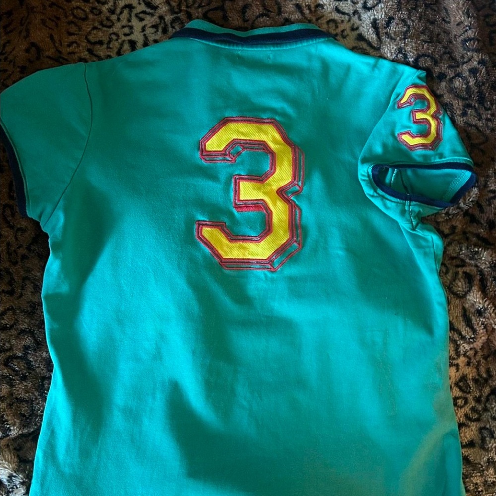 ralph lauren polo vintage teal T-shirt with yellow 3